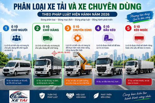 Phân loại xe tải và xe chuyên dùng theo quy định 2026